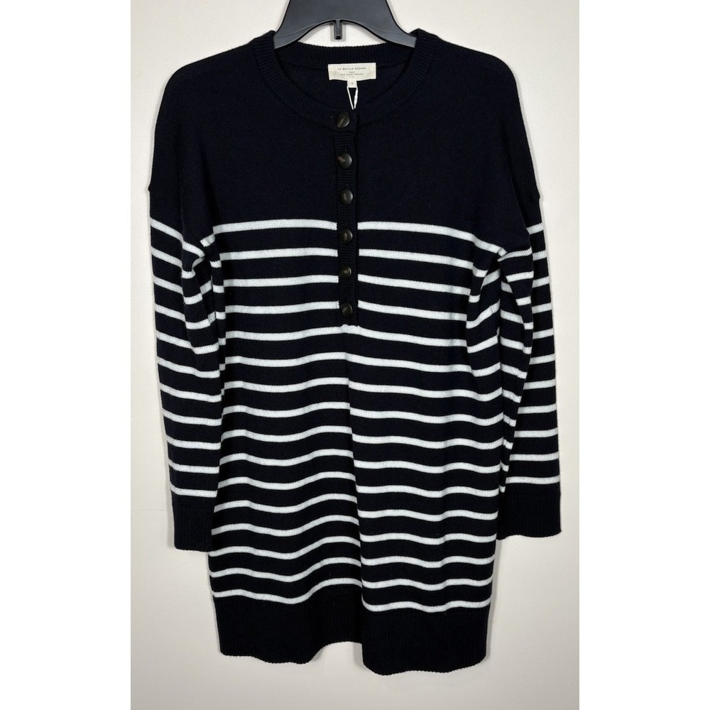 Sezane‎ Evelyn Merino Wool Navy Striped Sweater Dress Size Small NEW - Picture 2 of 7